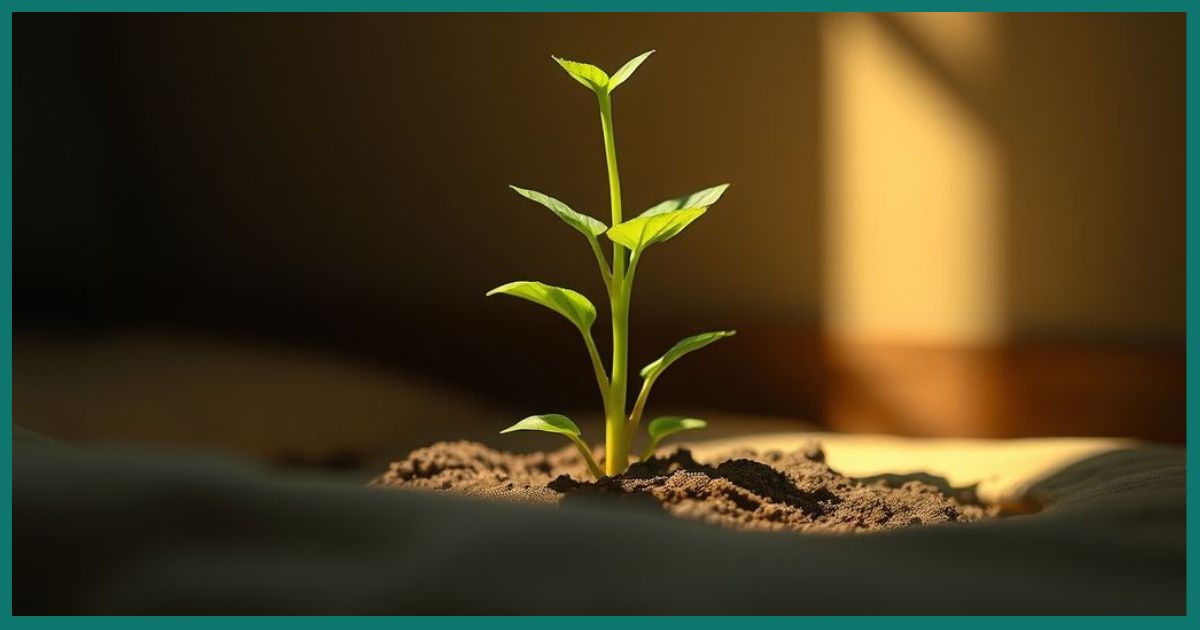 A young plant growing, symbolizing hope and recovery with Heal@Home